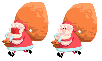 Santa Claus wearing protective mask against Covid19 at transparent background