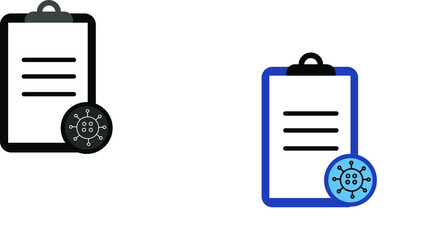 report icon in different style vector illustration. The theme of the corona virus two color and black report vector icons designed with the style of the fill, outline, line and stroke can be used for 