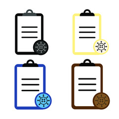 report icon in different style vector illustration. The theme of the corona virus two color and black report vector icons designed with the style of the fill, outline, line and stroke can be used for 