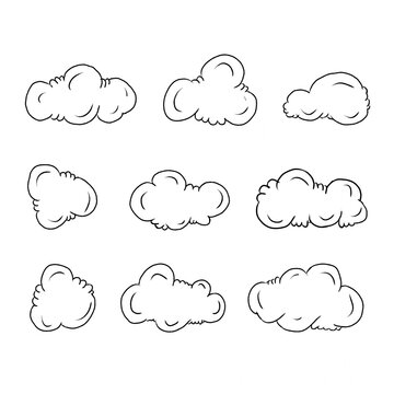 doodle cloud of hand drawn isolated on white background