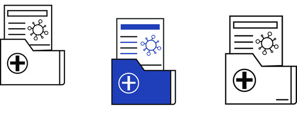 report icon in different style vector illustration. The theme of the corona virus two color and black report vector icons designed with the style of the fill, outline, line and stroke can be used for 