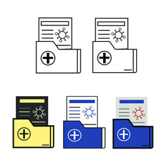 report icon in different style vector illustration. The theme of the corona virus two color and black report vector icons designed with the style of the fill, outline, line and stroke can be used for 