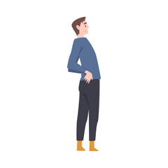 Satisfied Man Farmer in Yellow Rubber Boots in Standing Pose Vector Illustration