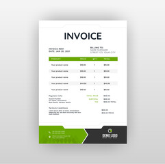 Creative invoice Template . Vector Business Stationery Design. Print Template