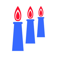 Three gas industrial pipes and fire on a white background, sign for design, vector illustration