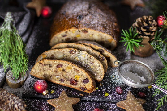 Christmas fruit loaf, sliced