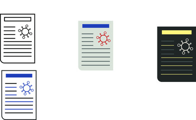 report icon in different style vector illustration. The theme of the corona virus two color and black report vector icons designed with the style of the fill, outline, line and stroke can be used for 