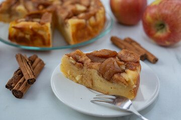 Fresh baked apple cake or pie, filled with sweet apples
