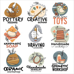 Fototapeta premium Handmade workshops, ceramic and cosmetics label