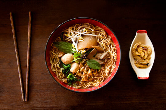 Boat noodles or kuaitiao ruea (Thailand)
