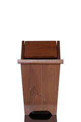 The trash made from wooden isolated on white background included clipping path.