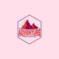 adventure logo with mountain and red color