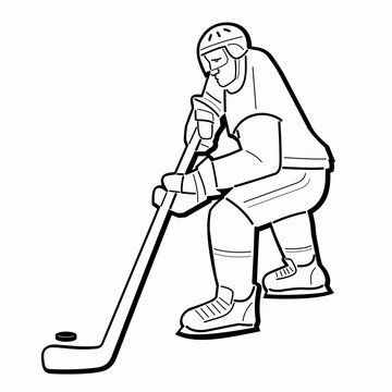 illustration of ice hockey player, vector drawing