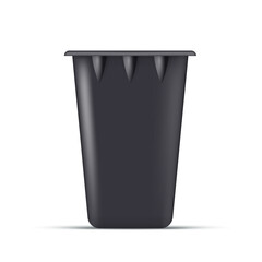 Realistic black trash can. Eco concept. Vector.
