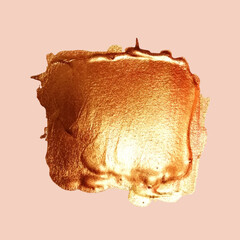 Gold Texture Blob Paint Stain Illustration. Hand drawn golden brush stroke vector design element.