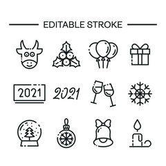 New year icon set Symbol, 2021 icons sign. Merry christmas greeting card collection