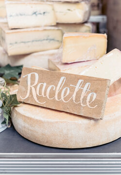 Raclette Cheese on market table