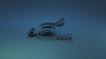 Musical notes and dark blue