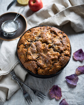 Vegan apple pie in a springform tin