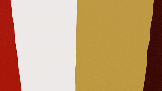 左右に動く紙のような質感を持つトランジション動画素材。色違いの2種類。赤とワインレッド。動画の終わりに背景色があるパターンと、ないパターンをご用意しています。
なしの場合、透過加工用に背景が黒のものとクロマキー合成用の黄緑を敷いたものがございます。00:00～00:02 を合わせてご参照くださいませ。