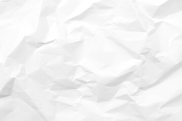 White crumpled paper texture background. Clean white paper. Top view.