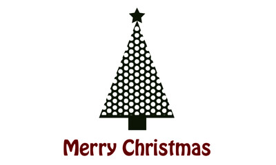 Merry Christmas text design with Christmas Tree