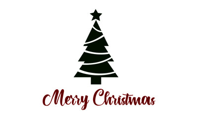 Merry Christmas text design with Christmas Tree
