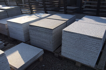 Stack of Granite Tiles in warehouse