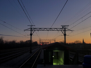Obraz na płótnie Canvas railway in the evening