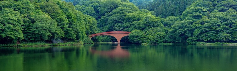 Fototapeta na wymiar 長野県・新緑の碓井湖パノラマ