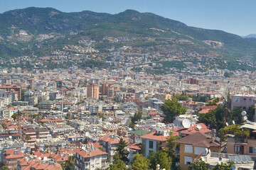 Fototapeta na wymiar panoramic views of the city and mountains