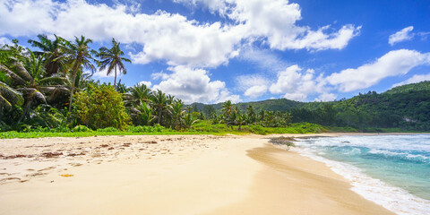 Beautiful wild lonely beach, police bay, seychelles 35