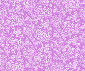 Vector seamless flower pattern with triangles. Hand drawn geometric elements.