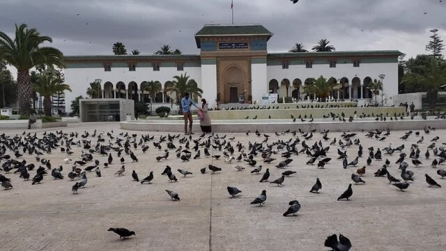 Casablanca, Morocco - December 8, 2020: Front of the Palais de Justice in Mohammed V Square. (Casablanca, courthouse)
