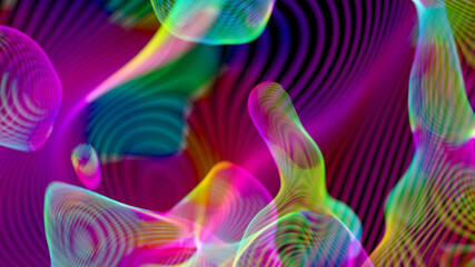 Colorful line and bubble of energy flux (3D Rendering)