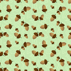 Vector seamless pattern with acorns; for greeting cards, wrapping paper, posters, banners, packaging.