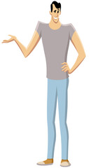 Man presenting, flat modern design style. 