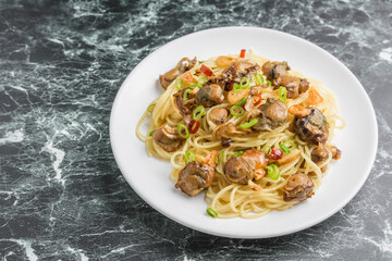 スモーク帆立のパスタ