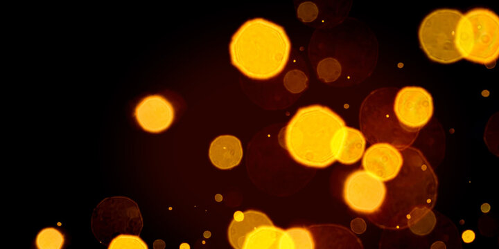 Glowing Golden Particles Stock Image In Black Background