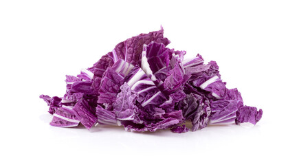 slice purple chinese cabbage isolated on white background
