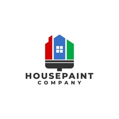 Fototapeta premium combination of house and painting brush. home logo.