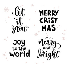 Christmas and Happy New Year quotes, holidays winter lettering set.