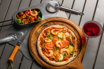 ミックスピザ　Italian delicious food mixture pizza