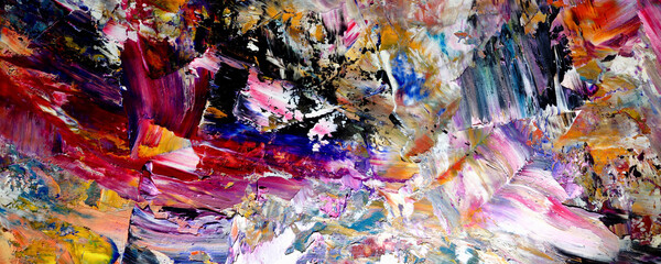 Abstract oil painting on canvas . background wallpaper. Modern motif visual art . Trendy hand...