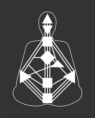 Vector image on the theme of human design. White body graph on black backgrounds.