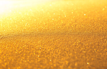 Golden sparkling festive background. Abstract Christmas for card or invitation.