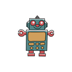 Fototapeta premium cute mechanical robot mascot logo vector graphic illustration