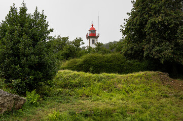 The lighthouse of Morgat on a cloudy day in late summer