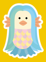 正面を向いた全身のかわいいアマビエ　白ふち