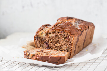 Healthy banana bread with cardamom and honey